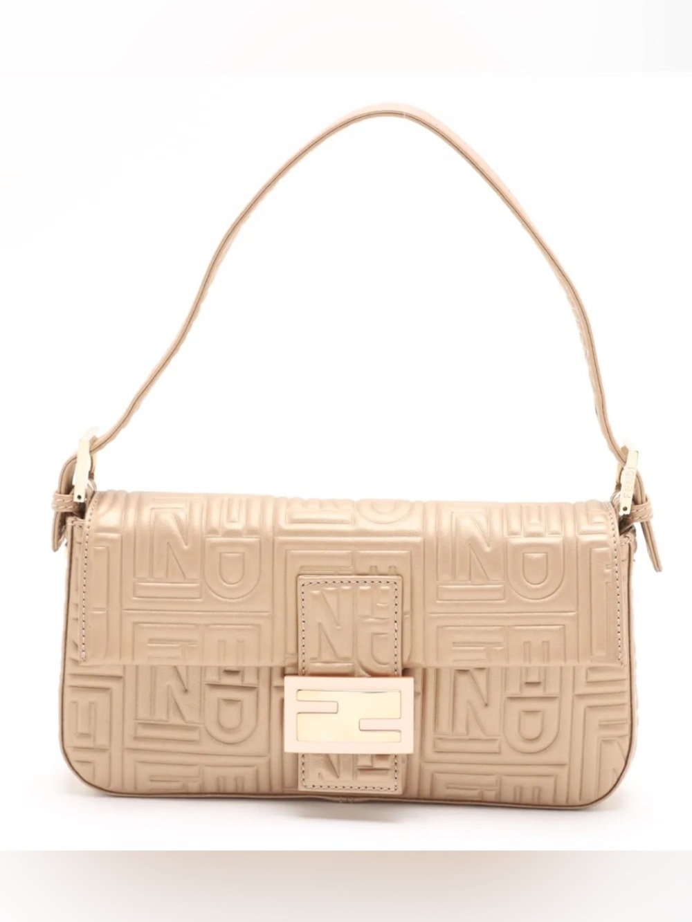 Fendi Nappa Logo Embossed Mamma Baguette